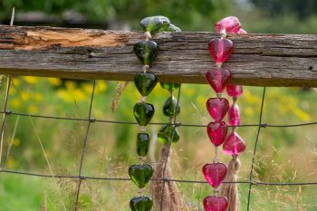 Glass Heart Living Chain - Green